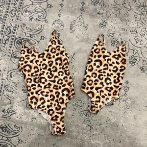 Custom mommy and me leopard swimsuits - M and 6Y